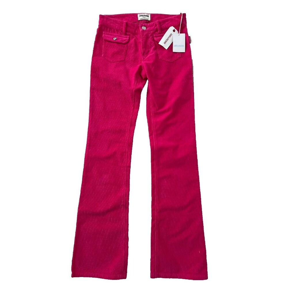 Zadig & Voltaire Défilé Hippie Velour Cotele Pants Framboise ( 34/XS )